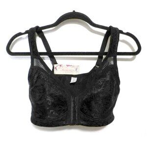 TELIMUSSTO black front closure wireless lace bra woman's 34DD NEW